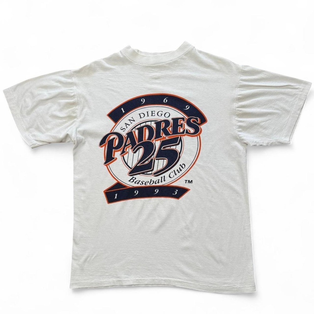 Vintage 90s San Diego Padres 25th Anniversary Baseball MLB TV Graphic T-shirt